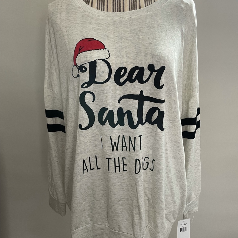 ❤️only 1x left❗️ Plus Size Santa Dog Holiday Top - Picture 3 of 11